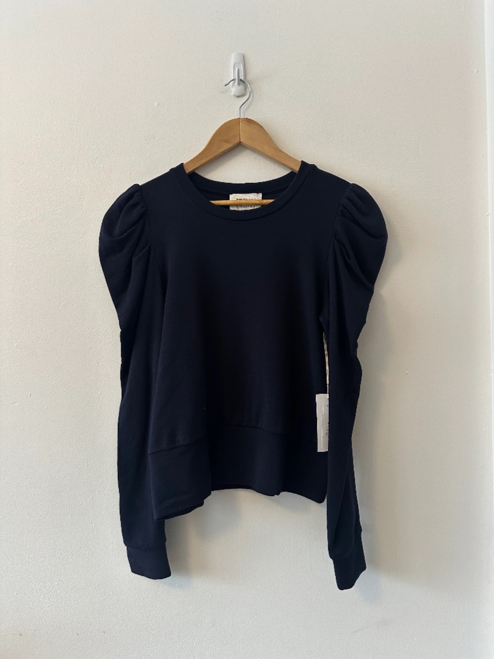 NWT Fifteen Twenty Navy Blue Puff Sleeve Long Sleeve Top | Size Small